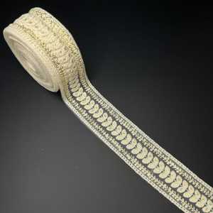 Custom Made Embroidered Thread Work Laces With Sixteen Coloured Options in Sequins Embroidery in 1.5 Inch Width - Product Image 5