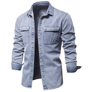 Veste en jean solide délavée légère Vestes en jean tendance de haute qualité pour hommes Veste en jean solide délavée légère pour tenue décontractée - Product Image 3