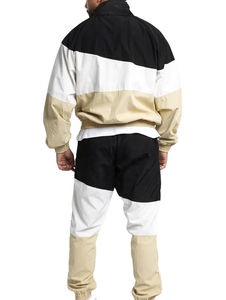 Ensemble survêtement personnalisé avec veste coupe-vent à capuche zippée en polyester/coton, pantalon de jogging léger et évasé, taille plus, unisexe - Product Image 2