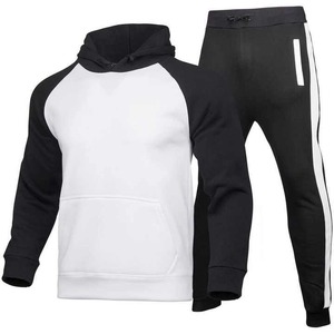 Conjuntos de gimnasio para hombre recién llegados al por mayor conjunto de dos piezas con patrón sólido pantalones elásticos chándal de invierno de talla grande 100% algodón - Product Image 6