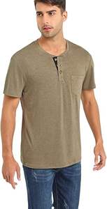 <b>Mens</b> Casual Short Sleeve Henley <b>Shirts</b> <b>with</b> <b>Pocket</b> 100% Cotton Anti-UV & Eco-Friendly - Product Image 3