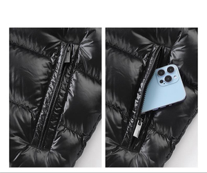 Abrigo acolchado corto con cremallera y estampado de leopardo a la moda para mujer, chaqueta acolchada de manga larga, abrigo para exteriores para mujer - Product Image 4