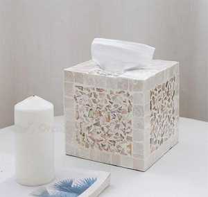 Caja de pañuelos de madera con flores pulidas hechas a mano personalizadas de la mejor calidad con diseño de mosaico MOP y acabado duradero para mesa - Product Image 5