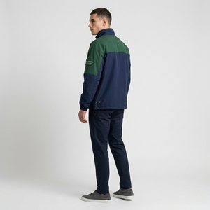 Chaqueta Cortavientos Azul Marino y Verde para Hombre, Chaqueta Ligera con Media Cremallera para Deportes al Aire Libre - Product Image 2
