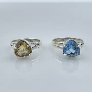 HG Natural <b>Citrine</b> London Blue Topaz 925 Sterling Silver Gemstone <b>Ring</b> Handmade Vintage Faceted Gems Jewelry for Women Christian - Product Image 2