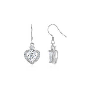 Heart Shaped American <b>Diamond</b> 925 Silver <b>Dangle</b> <b>Earrings</b> Women's Elegant Jewelry Accessory - Product Image 4