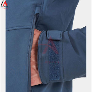 Venta al por mayor de alta calidad por encargo azul chaqueta Softshell para los hombres con cremallera cuello con capucha estilo de la calle transpirable para la primavera - Product Image 6