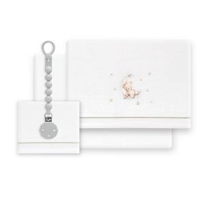 Juego de Ropa de Cama Oso Luna de 3 Piezas, Forro Polar Coral para Cuna y Soporte para Chupón, Patrón Tejido con Personajes, Modelo OSO LUNA - Product Image 1