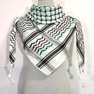 Cachecol de algodão Kufiya palestino Shemagh Keffiyeh lenço personalizado árabe Palestina cabeça pescoço envoltório para homens e mulheres