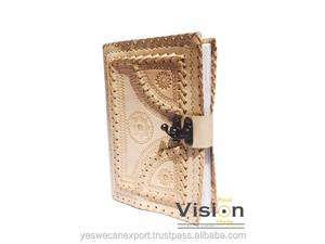 Dernière conception A4 taille Antique Vintage Journal gaufré grand cuir véritable reliure à spirale bas prix vente papiers vierges - Product Image 4