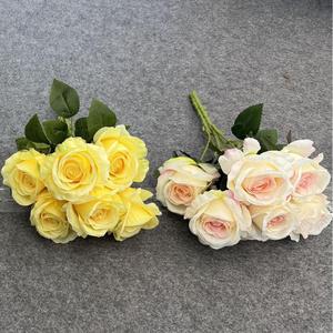 Haute qualité 9 têtes poussiéreux rouille bleu <span class=keywords><strong>soie</strong></span> Rose fleurs artificielles Bouquet <span class=keywords><strong>roman</strong></span> Design pour mariage ou remise des diplômes maison ZR1170 - Product Image 1