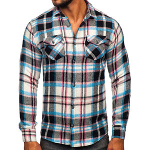 Chemise en flanelle pour homme avec poignets ajustables à motif à carreaux rouge vert noir et blanc et col ouvert pour une coupe régulière - Product Image 6