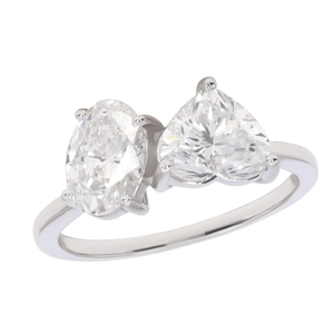 2.00 Ct Lab Grown Bague de fiançailles Coeur et forme ovale 10K/14K/18K Or ou argent sterling 925 Bagues en diamant en gros - Product Image 3