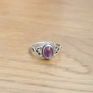 Anillo de piedra preciosa de amatista púrpura en plata de ley 925, regalo de Navidad para mujer - Product Image 3