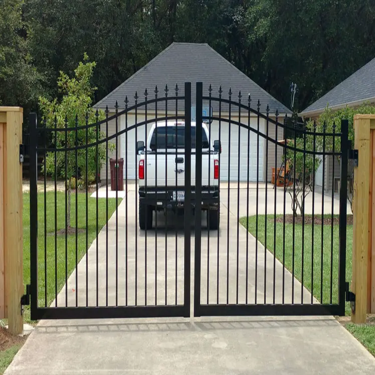 aluminum slat gate easily Assembled small fence door luxury modern outdoor vertical slat metal picket gate