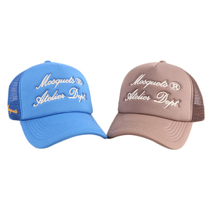 Casquette de camionneur en maille à bord pré-incurvé 5 panneaux, casquette de camionneur en mousse avec logo brodé, vente en gros d'usine personnalisée OEM - Product Image 4