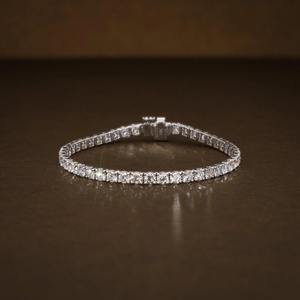 Pulsera de Tenis con Diamantes de Moissanita Incoloros de Corte Redondo de 4 mm para Regalo de Boda en Plata 925, Joyería de Lujo con Incrustaciones a Bajo Precio - Product Image 1