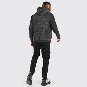 Luxe lourd 500gsm éponge coton fondu pierre lavé pull hommes sweats à capuche surdimensionné impression personnalisée Logo lavage acide hommes sweats à capuche - Product Image 4