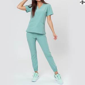 Conjuntos de fregado de enfermera para mujer hechos a medida de alta calidad, transpirable, suave, cómodo, uniforme de Hospital, tela tejida, tamaños personalizados - Product Image 4