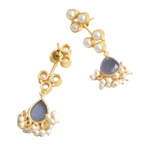 Pendientes de Latón al por Mayor con Perlas y Piedras Preciosas Auténticas, Textura Mate de Latón, Hipoalergénicos, Seguros de Usar, Exportación a Granel - Product Image 5