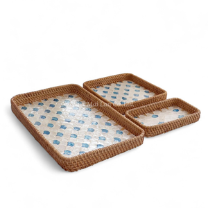 Bandeja de Nácar Natural Ecológica Hecha a Mano con Ratán para Servir Alimentos en la Cocina - Product Image 2