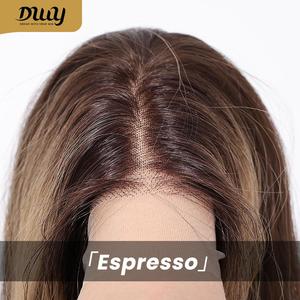 Peluca Ondulada Marrón Oscuro con Reflejos, de 28 Pulgadas, sin Pegamento, con Frente de Encaje Transparente, Marca Espresso-DWY - Product Image 3