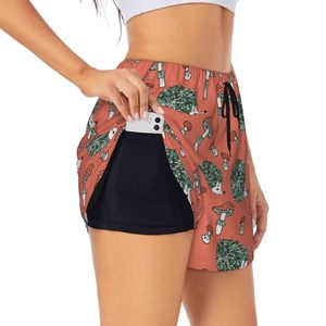 Shorts Deportivos para Mujer con Estampado de Erizo y Hongos, Cintura Media, Cordón Ajustable, Transpirables, de Spandex y Poliéster - Product Image 4