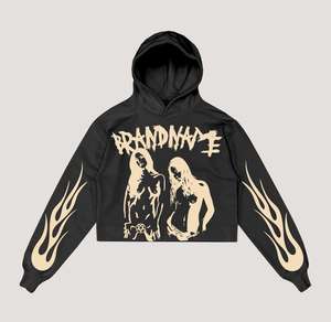 Ensemble survêtement à capuche personnalisé délavé à l'acide avec strass et pantalons de survêtement évasés pour hommes - Product Image 2