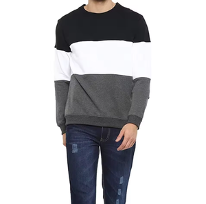 Sweat-shirt à capuche unisexe noir blanc bleu patchwork avec bloc de couleurs pour hommes - Product Image 2