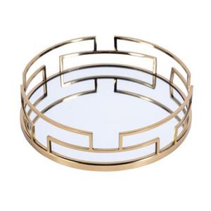 Standard Quality Premium Design Stainless Steel Serving <b>Tray</b> with Mirror Finish Golden Edge Customizable Shape & Size Best Rate - Product Image 1