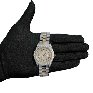 Esfera brillante Ruidum de oro amarillo con banda plateada y dorada VVs Iced Out Moissanite Diamond Watch para estilo masculino - Product Image 5