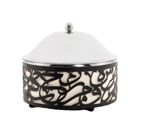 <b>Sticker</b> Enamel Finished Hotpot Round Shape Hotel Ware Food Warmer <b>for</b> Table Top Serving Insulated Metal Food Warmer - Product Image 3