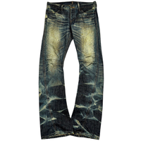 Fabricants de jeans sur mesure, réparation des déchirures, effet de friction PP, 100% coton, jeans évasés pour hommes