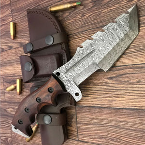 มีดแทรคเกอร์เหล็กดามัสกัสคุณภาพสูง ทำด้วยมือ สำหรับกิจกรรมกลางแจ้ง แคมป์ปิ้ง บุชคราฟต์ และล่าสัตว์ - Product Image 6