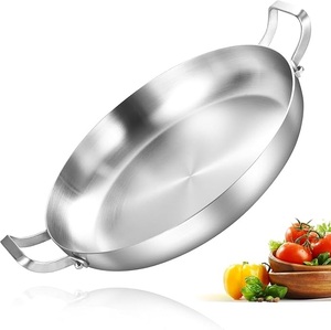 Tri Ply Round Steel Polished Dishes & <b>Plates</b> Large Skillet Griddle Frying Pan <b>for</b> Induction <b>Cooking</b> Dishwasher Restaurants - Product Image 1