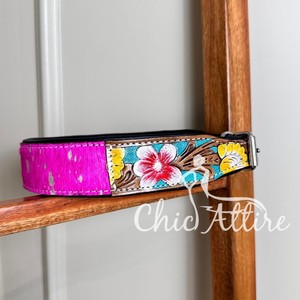 Collar de perro de marca de cuero de vaca metálico con pelo Natural 100%, Collar acolchado occidental mecanizado a mano, Collar de Mascota de cuero genuino grabado - Product Image 1