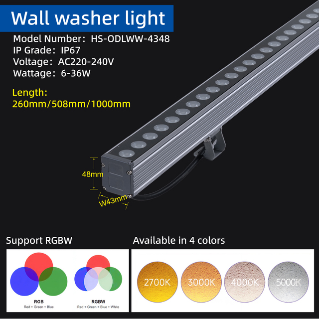IP67 Waterproof Wall Washer Light for Hotel Facade Lighting Outdoor Commercial Building Wall Light