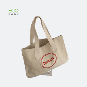 Bolsa de lona de algodón ecológica con logotipo personalizado, bolsas ecológicas con mango reutilizables con bordado de Letras a la moda para embalaje de compras - Product Image 1