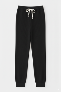 Pantalon de jogging côtelé pour femme, taille élastique avec cordon de serrage, écologique, respirant, coupe-vent, doux, pour la détente - Product Image 2