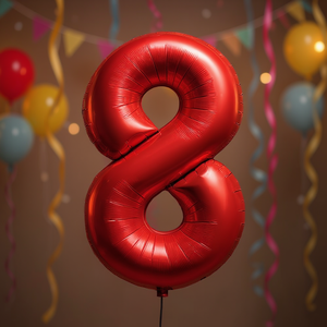 Globo de fiesta con diseño de amor, número rojo N8, 80 cm, paquete de 12 unidades - Product Image 3