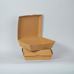 กล่องเบอร์เกอร์แบบฝาพับที่นำกลับมาใช้ใหม่สำหรับงานหนัก3ply ใช้ขลุ่ยคราฟท์ใช้บรรจุอาหารแบบใช้แล้วทิ้งเป็นมิตรกับสิ่งแวดล้อม - Product Image 4