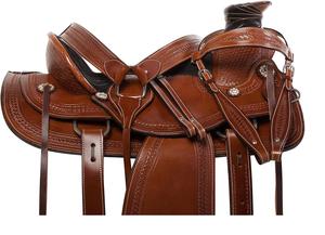 Juego de sillín de caballo Rancho de cuero genuino de calidad superior Wade Tree, sillín de barril de cuerda de cuero occidental con tachuela de caballo a juego - Product Image 2