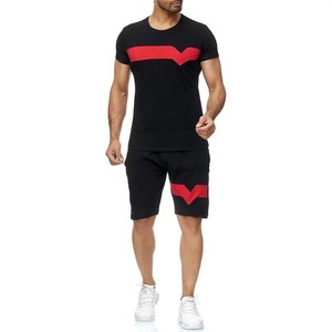 Conjunto corto de gimnasio de verano para hombre, Camiseta de algodón 100% con pantalones cortos a juego, tela de punto cómoda para hombre/mujer - Product Image 1