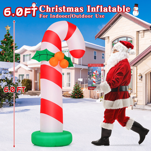 Décorations de canne à sucre géantes de Noël de 6 pieds, décorations de Noël gonflables de canne à sucre <span class=keywords><strong>avec</strong></span> LED - Product Image 3