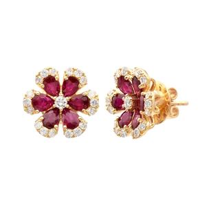 Pendientes de Perlas en Forma de Pera con Rubí, Plata de Ley 925, Chapados en Oro de 14K, Certificados por IGI, Piedra de Nacimiento de Julio, Joyería Fina para Bodas y Fiestas - Product Image 4