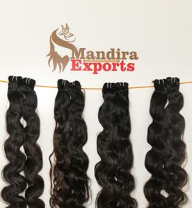 100% paquets naturels de vague de corps vierge noire non traitée Machine Double trame extensions de cheveux humains de temple indien - Product Image 3