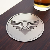 Sous-verre réutilisable en acier inoxydable personnalisé avec logo de marque de café classique, durable et résistant aux taches