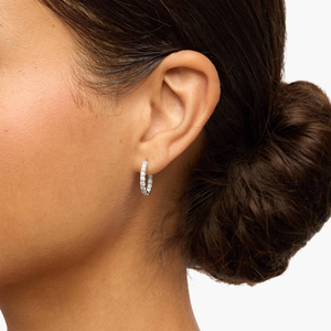 ต่างหูห่วงเพชรที่ปลูกในห้องปฏิบัติการทองคำ10K สุดหรูประกายแวววาวเครื่องประดับในชีวิตประจำวันของผู้หญิงทันสมัยปาร์ตี้งานแต่งงานของผู้หญิง - Product Image 2