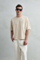 Camiseta de Cuello Redondo Blanca para Hombre, Nueva Colección 2026, Manga Corta, 100% Algodón Tejido, Transpirable, Corte Regular Informal, 260g, Talla Europea