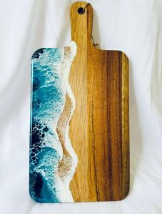 เขียงไม้สักทำจากเรซินอีพ็อกซี่ทำด้วยมือเขียงเรซินสำหรับเสิร์ฟอาหาร - Product Image 3